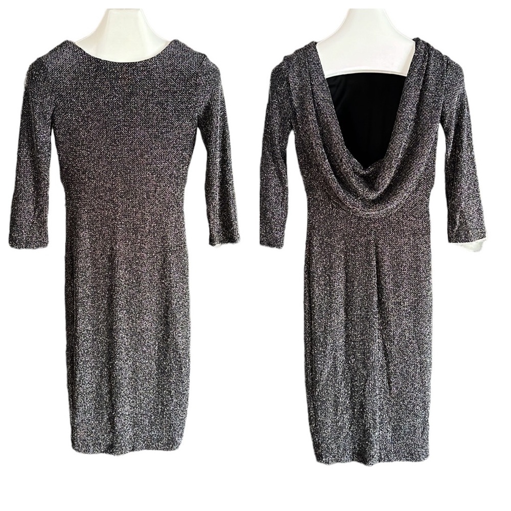 Bisou Bisou Silver Drape Back Dress